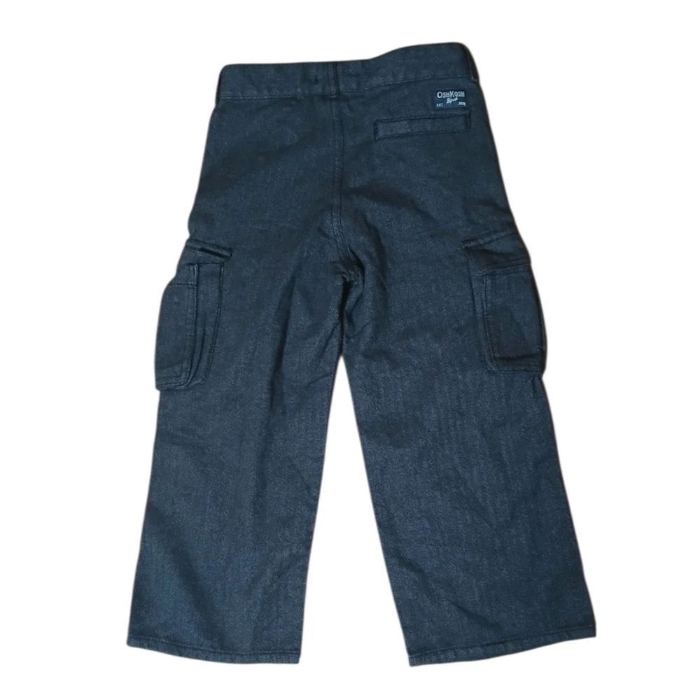 Oshkosh Boys Pants 4T Toddler E-Z Adjust Waist Cargo Dark Blue 100% Cotton NWT‎